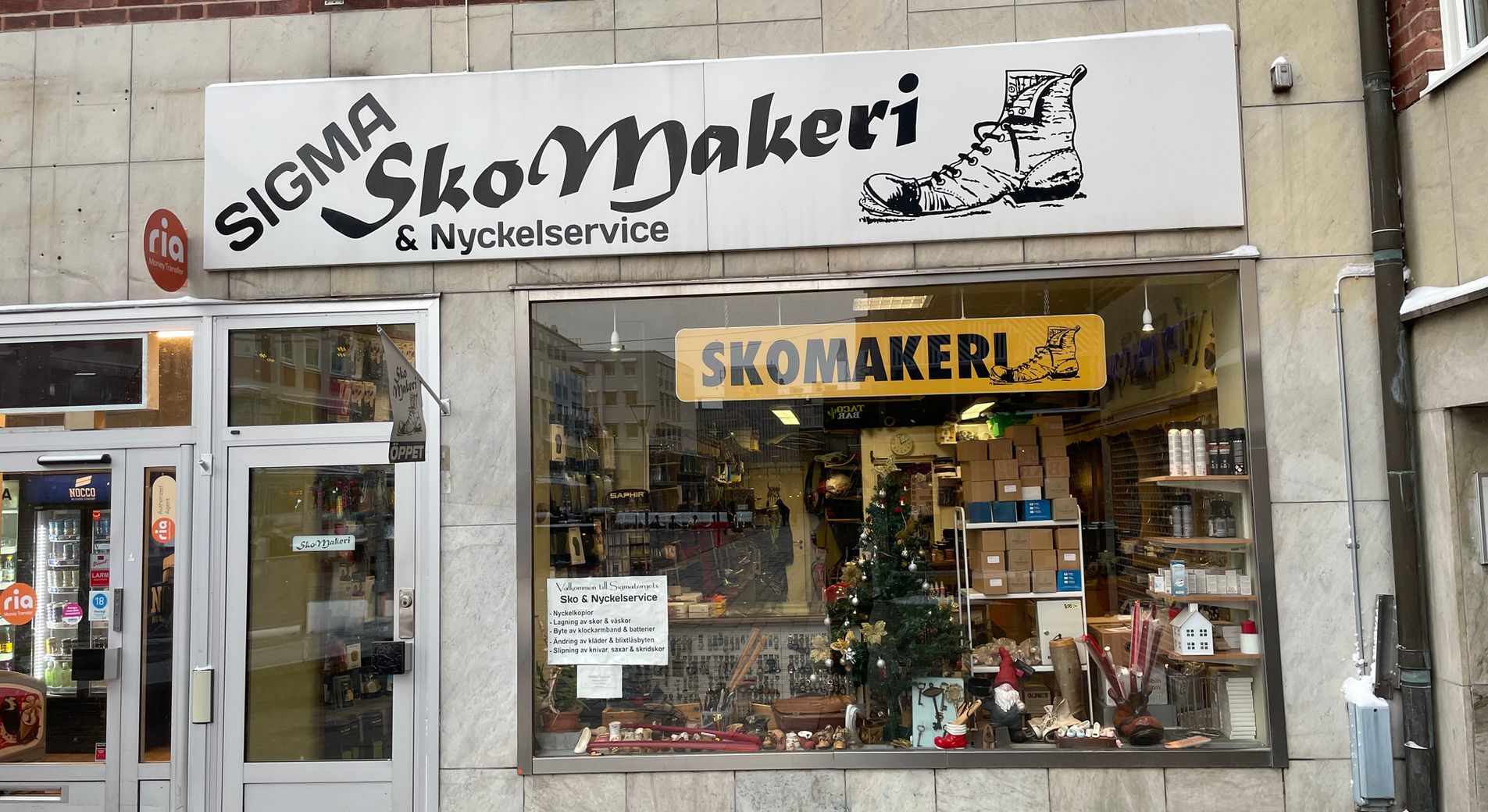 Butiken Sigma Sko & Nyckelservice på Hantverkargatan 2B i Västerås
